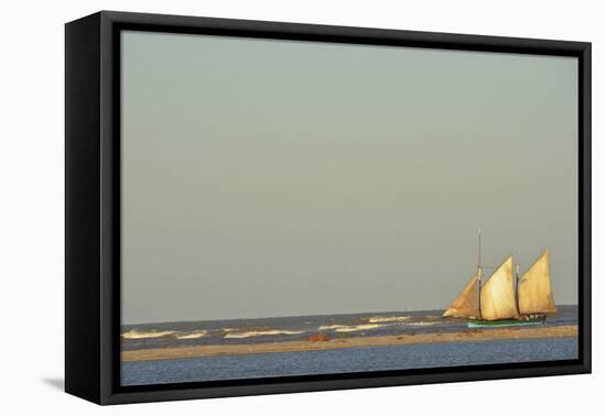 Madagascar, Morondava, Fisherman Boat with Large White Sails at Sea-Anthony Asael-Framed Premier Image Canvas