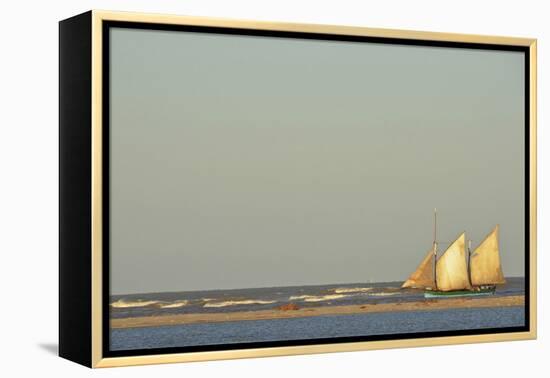 Madagascar, Morondava, Fisherman Boat with Large White Sails at Sea-Anthony Asael-Framed Premier Image Canvas