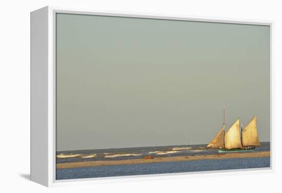 Madagascar, Morondava, Fisherman Boat with Large White Sails at Sea-Anthony Asael-Framed Premier Image Canvas