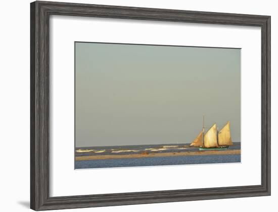 Madagascar, Morondava, Fisherman Boat with Large White Sails at Sea-Anthony Asael-Framed Photographic Print