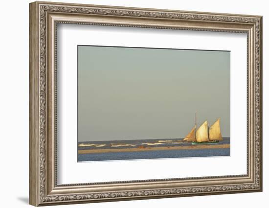 Madagascar, Morondava, Fisherman Boat with Large White Sails at Sea-Anthony Asael-Framed Photographic Print