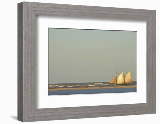 Madagascar, Morondava, Fisherman Boat with Large White Sails at Sea-Anthony Asael-Framed Photographic Print