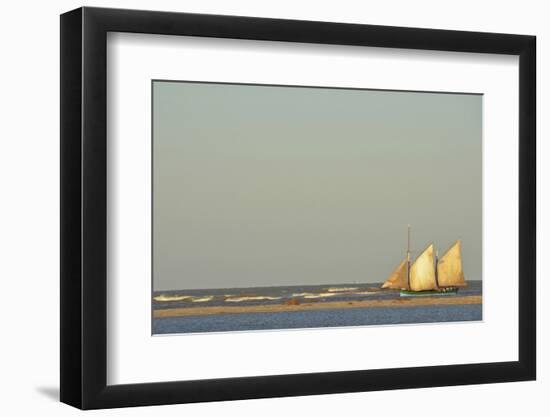 Madagascar, Morondava, Fisherman Boat with Large White Sails at Sea-Anthony Asael-Framed Photographic Print