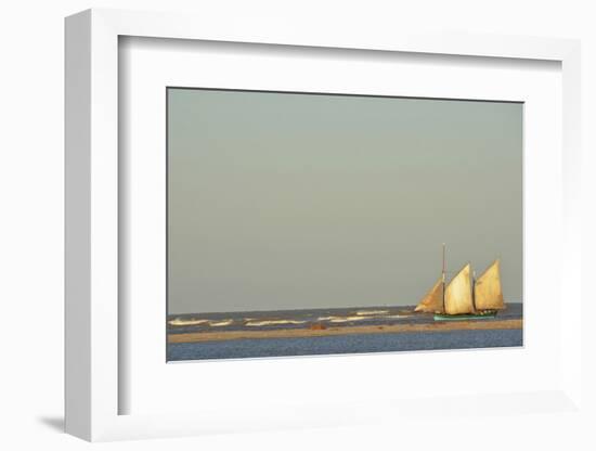 Madagascar, Morondava, Fisherman Boat with Large White Sails at Sea-Anthony Asael-Framed Photographic Print