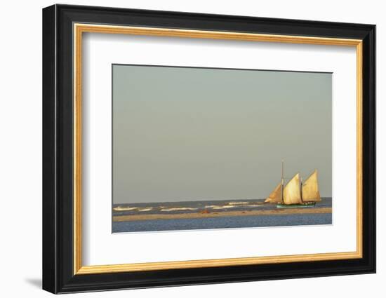 Madagascar, Morondava, Fisherman Boat with Large White Sails at Sea-Anthony Asael-Framed Photographic Print