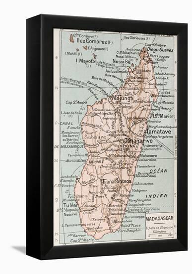 Madagascar Old Map-marzolino-Framed Stretched Canvas