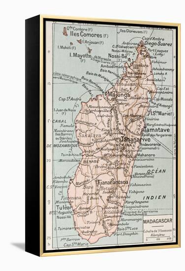 Madagascar Old Map-marzolino-Framed Stretched Canvas