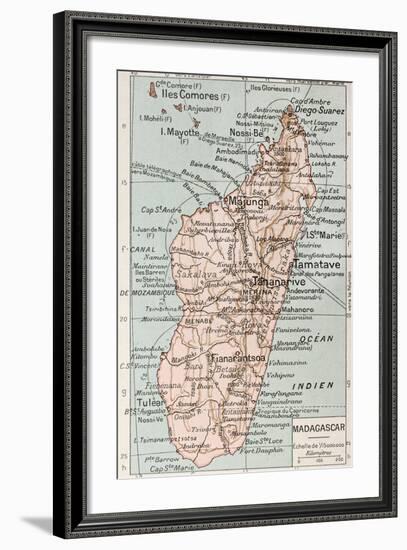 Madagascar Old Map-marzolino-Framed Art Print