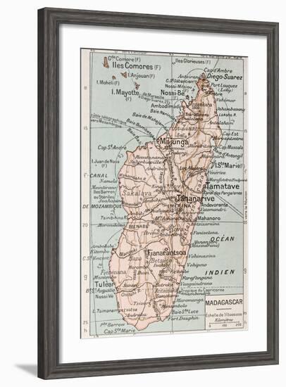 Madagascar Old Map-marzolino-Framed Art Print