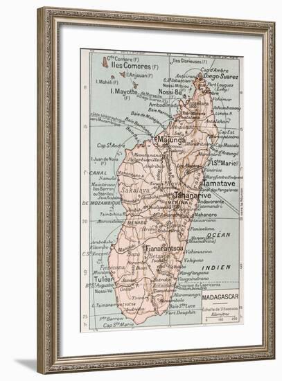 Madagascar Old Map-marzolino-Framed Art Print