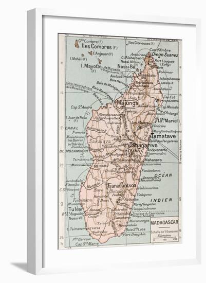 Madagascar Old Map-marzolino-Framed Art Print