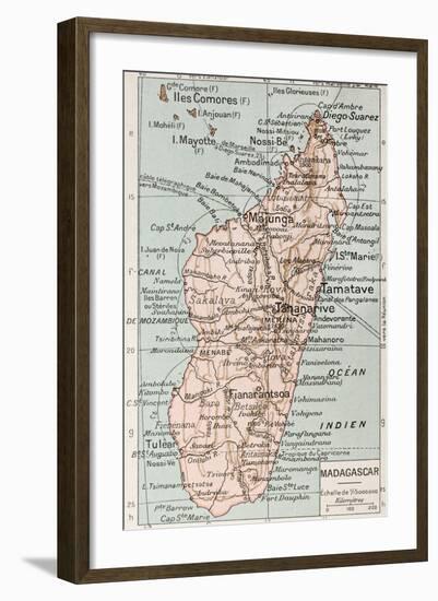 Madagascar Old Map-marzolino-Framed Art Print