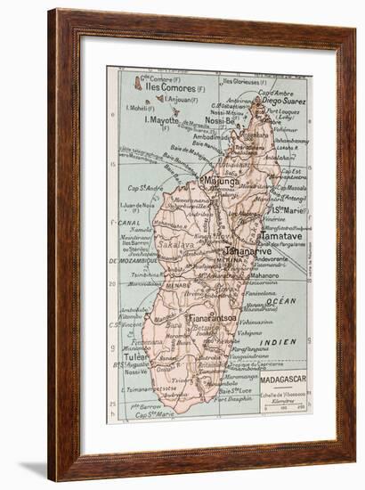 Madagascar Old Map-marzolino-Framed Art Print