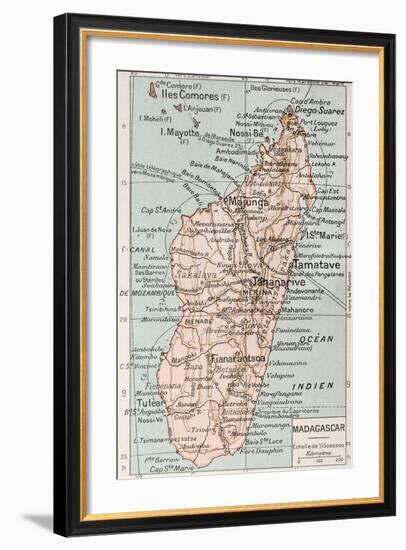 Madagascar Old Map-marzolino-Framed Art Print