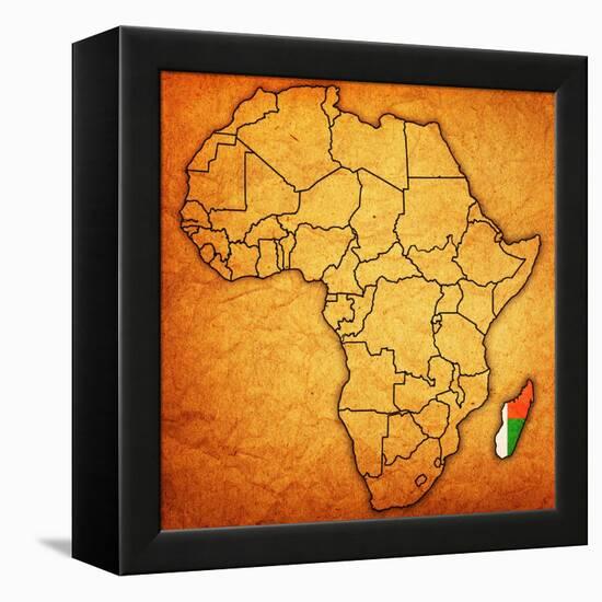 Madagascar on Actual Map of Africa-michal812-Framed Stretched Canvas