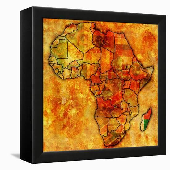 Madagascar on Actual Map of Africa-michal812-Framed Stretched Canvas