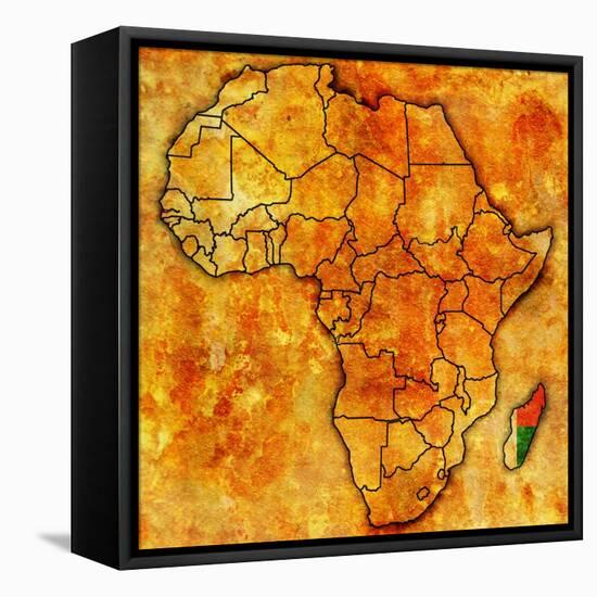 Madagascar on Actual Map of Africa-michal812-Framed Stretched Canvas