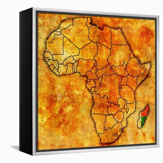 Madagascar on Actual Map of Africa-michal812-Framed Stretched Canvas