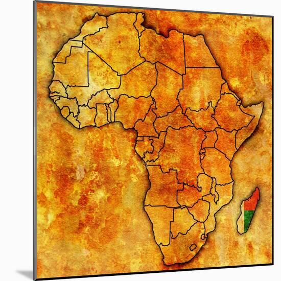 Madagascar on Actual Map of Africa-michal812-Mounted Art Print