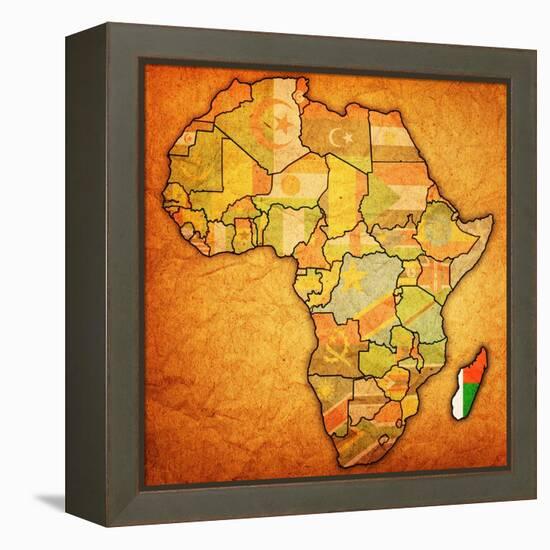 Madagascar on Actual Map of Africa-michal812-Framed Stretched Canvas