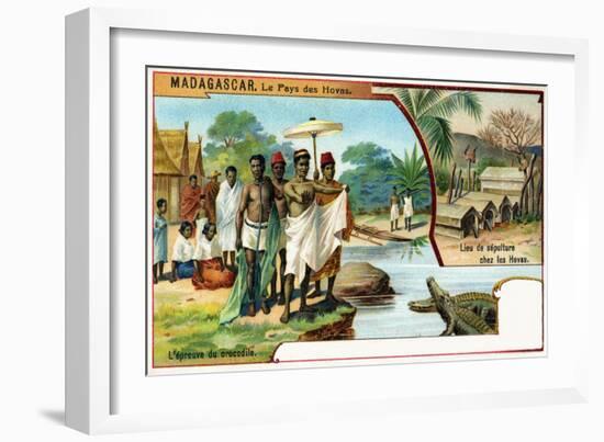 Madagascar, the Trial by Crocodiles and Customary Burial Places, 1908-null-Framed Giclee Print