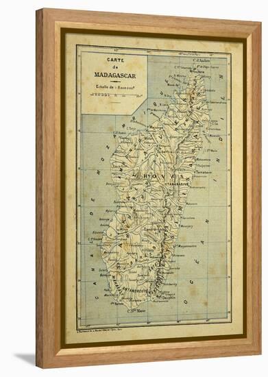 Madagascar War 1885-95, Map of Madagascar-Louis Bombled-Framed Stretched Canvas