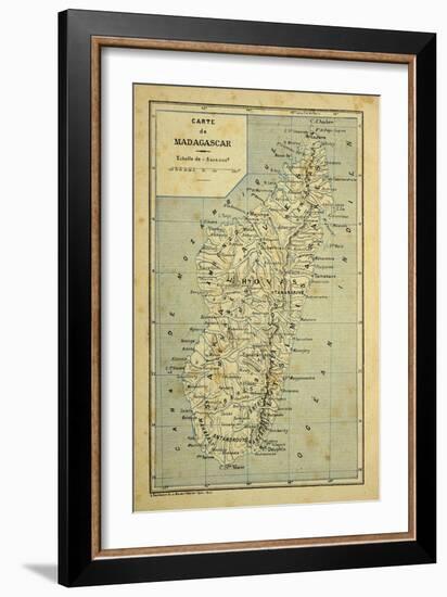 Madagascar War 1885-95, Map of Madagascar-Louis Bombled-Framed Art Print