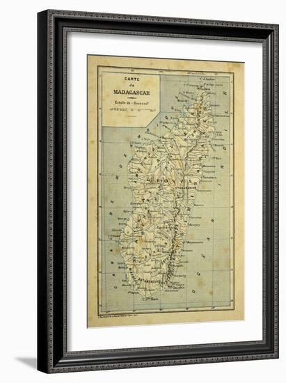 Madagascar War 1885-95, Map of Madagascar-Louis Bombled-Framed Art Print