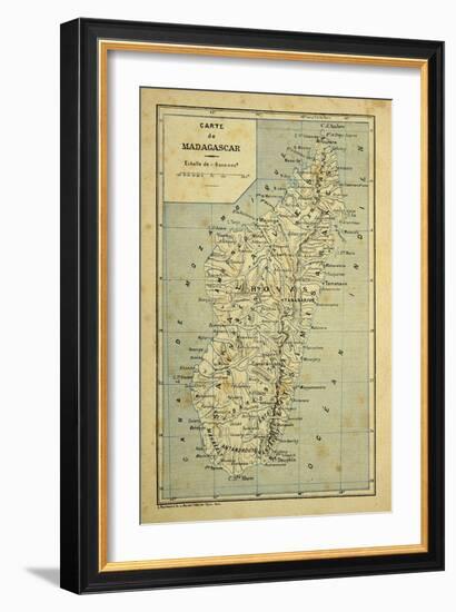 Madagascar War 1885-95, Map of Madagascar-Louis Bombled-Framed Art Print