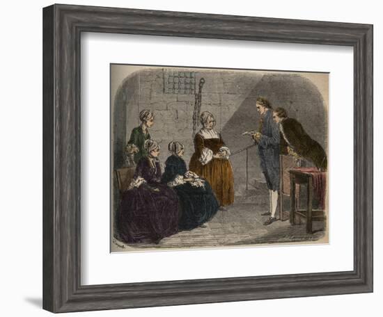 Madam Calas, with her two daughters, listens to the verdict of the trial of her husband-French School-Framed Giclee Print