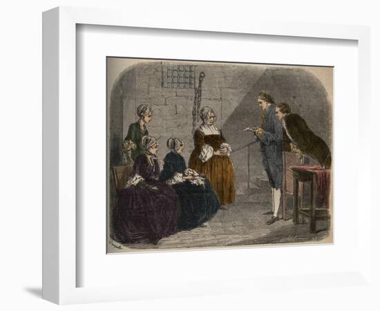 Madam Calas, with her two daughters, listens to the verdict of the trial of her husband-French School-Framed Giclee Print