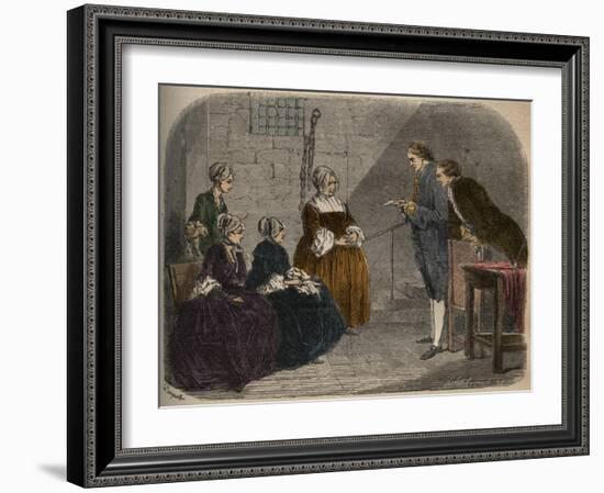 Madam Calas, with her two daughters, listens to the verdict of the trial of her husband-French School-Framed Giclee Print