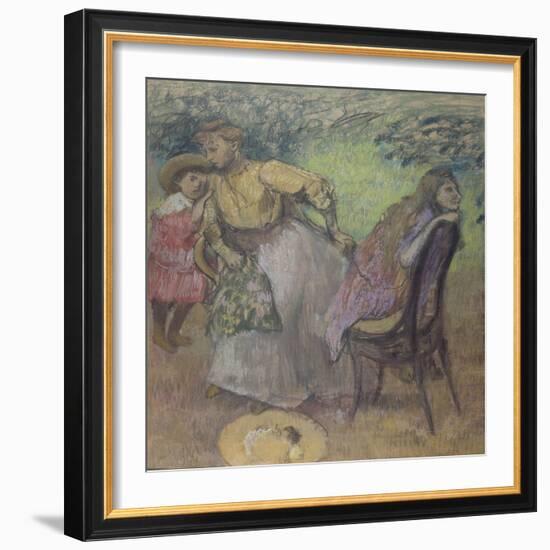 Madame Alexis Rouart et ses enfants-Edgar Degas-Framed Giclee Print