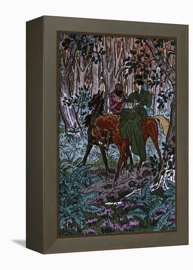 Madame Bovary in Forest with Her Lover, Illustration for Madame Bovary-Pierre Brissaud-Framed Premier Image Canvas