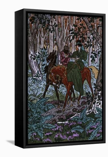 Madame Bovary in Forest with Her Lover, Illustration for Madame Bovary-Pierre Brissaud-Framed Premier Image Canvas