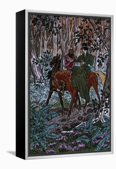 Madame Bovary in Forest with Her Lover, Illustration for Madame Bovary-Pierre Brissaud-Framed Premier Image Canvas