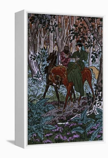 Madame Bovary in Forest with Her Lover, Illustration for Madame Bovary-Pierre Brissaud-Framed Premier Image Canvas