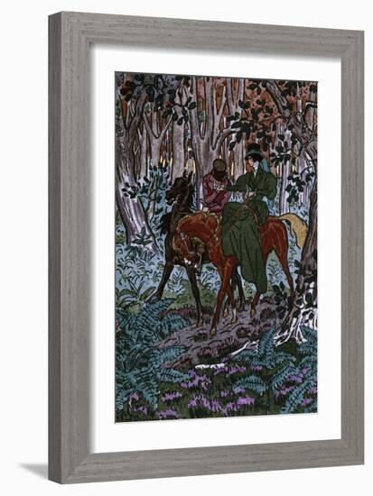 Madame Bovary in Forest with Her Lover, Illustration for Madame Bovary-Pierre Brissaud-Framed Giclee Print