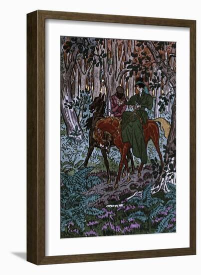 Madame Bovary in Forest with Her Lover, Illustration for Madame Bovary-Pierre Brissaud-Framed Giclee Print