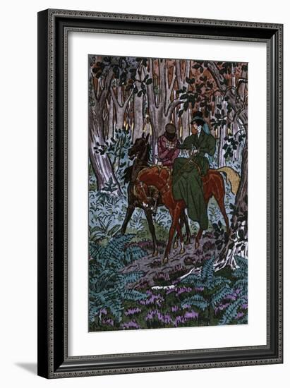 Madame Bovary in Forest with Her Lover, Illustration for Madame Bovary-Pierre Brissaud-Framed Giclee Print