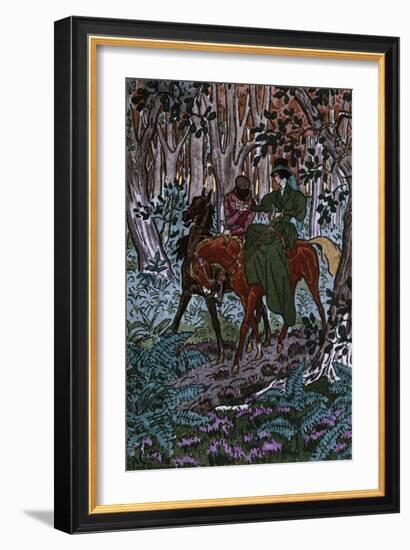 Madame Bovary in Forest with Her Lover, Illustration for Madame Bovary-Pierre Brissaud-Framed Giclee Print