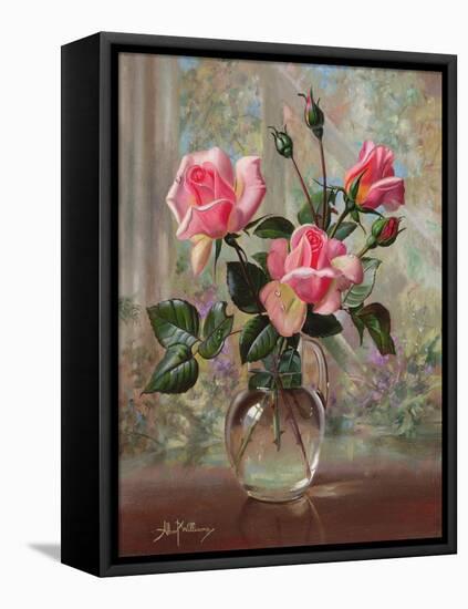 Madame Butterfly Roses in a Glass Vase-Albert Williams-Framed Premier Image Canvas