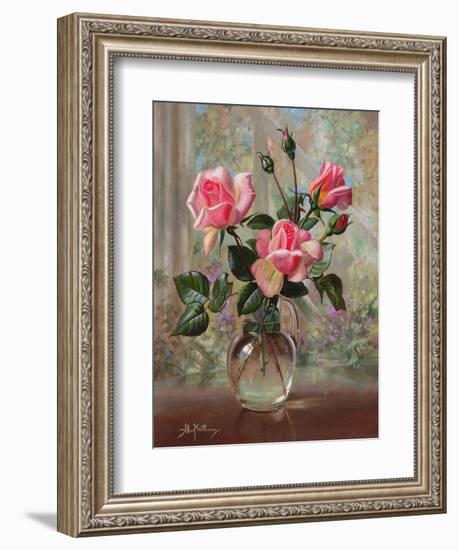 Madame Butterfly Roses in a Glass Vase-Albert Williams-Framed Giclee Print