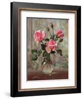 Madame Butterfly Roses in a Glass Vase-Albert Williams-Framed Giclee Print