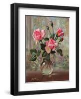 Madame Butterfly Roses in a Glass Vase-Albert Williams-Framed Giclee Print
