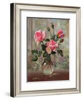 Madame Butterfly Roses in a Glass Vase-Albert Williams-Framed Giclee Print