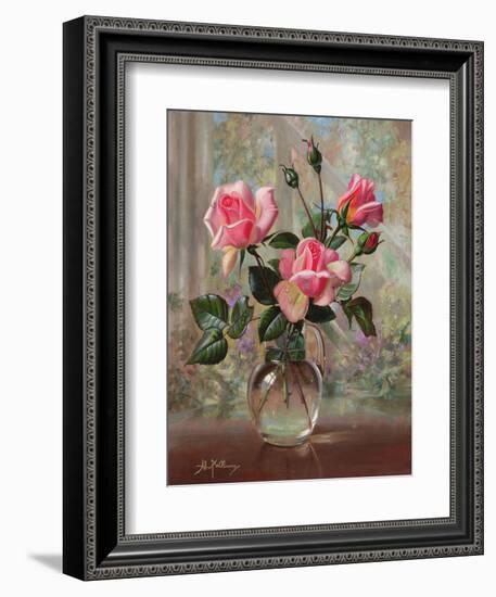 Madame Butterfly Roses in a Glass Vase-Albert Williams-Framed Giclee Print