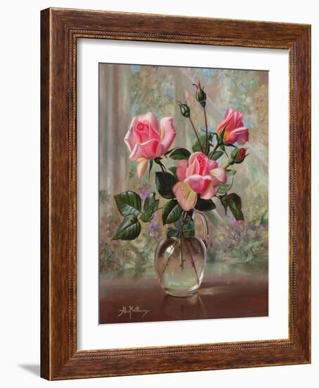 Madame Butterfly Roses in a Glass Vase-Albert Williams-Framed Giclee Print