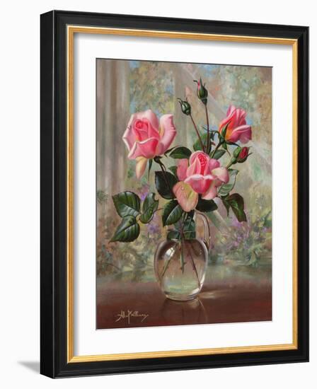 Madame Butterfly Roses in a Glass Vase-Albert Williams-Framed Giclee Print