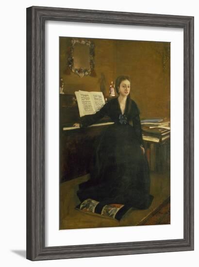 Madame Camus at the Piano, 1869-Edgar Degas-Framed Giclee Print